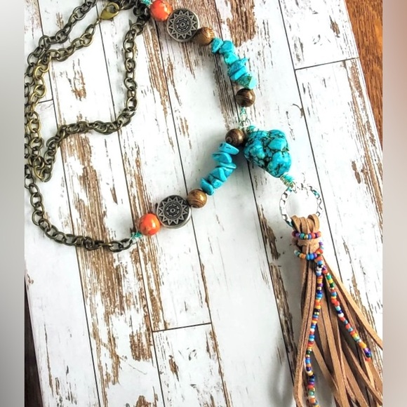 Turquoise Tassel Necklace - Picture 9 of 9